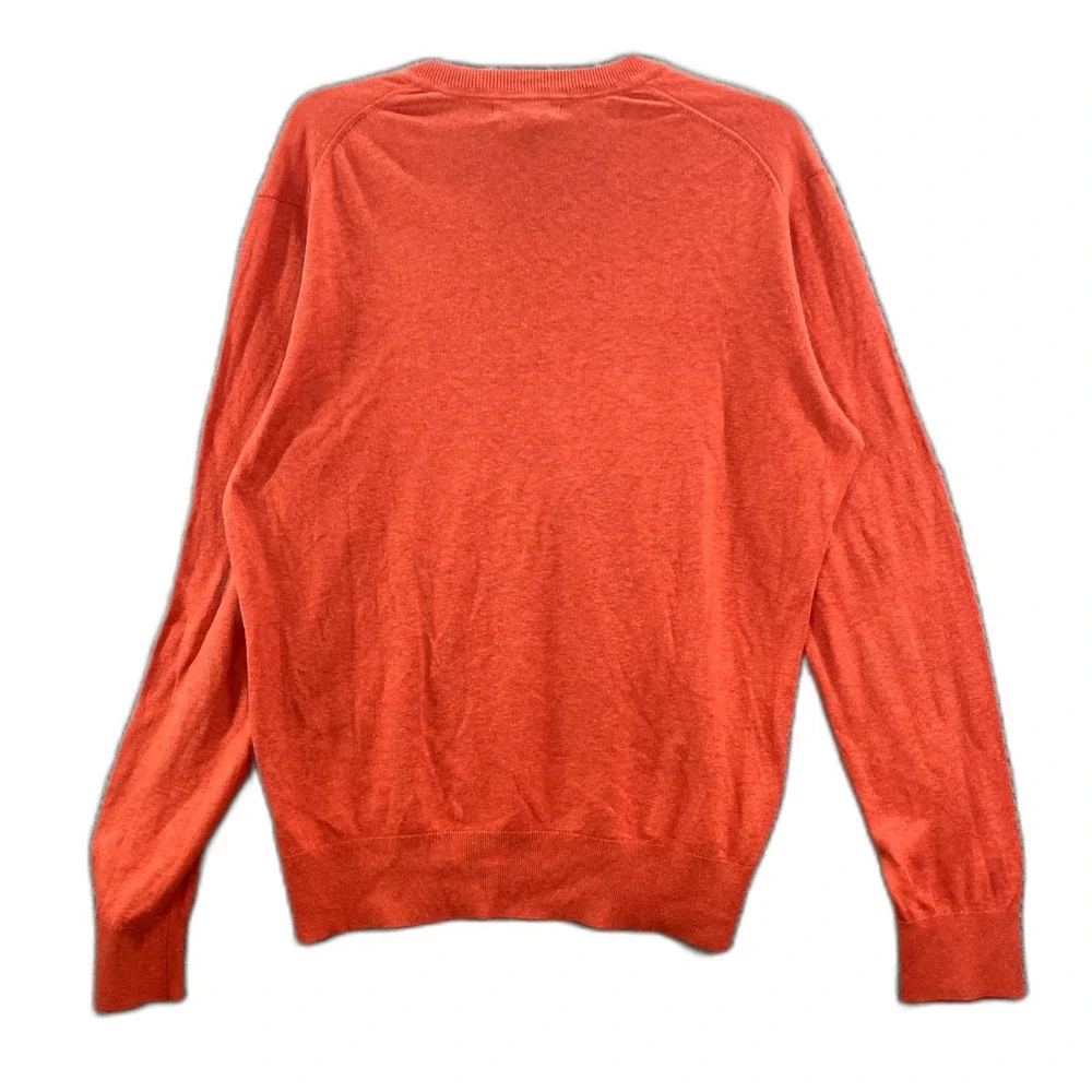 Banana Republic Silk-Linen V Neck Sweater Mens L Orange Office Career Minimalist
